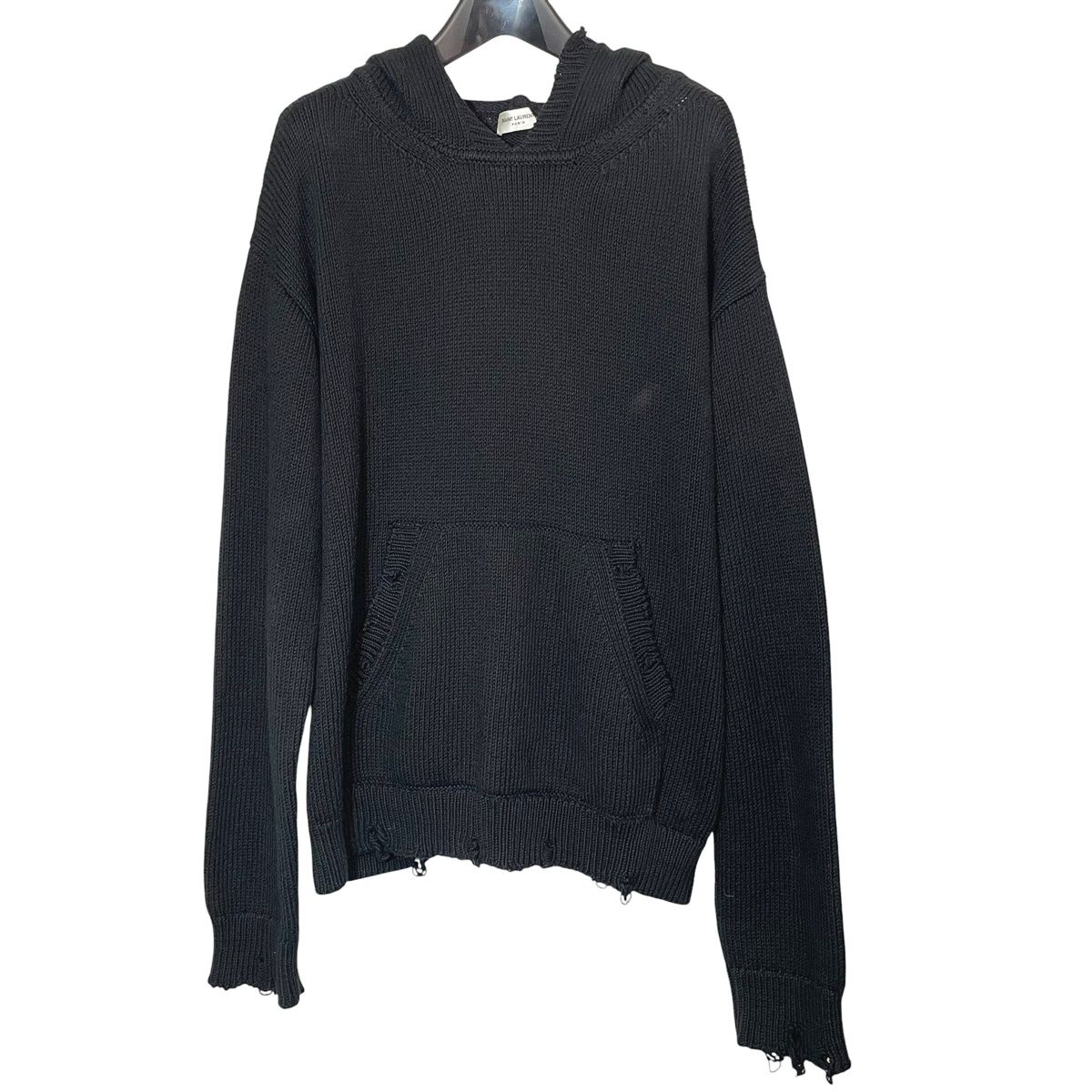 【中古】Saint Laurent サンローラン デストライニットフーディ 712150 Lサイズ ブラック パーカー 26010945 RD|歌舞伎屋 X シルバーバンク