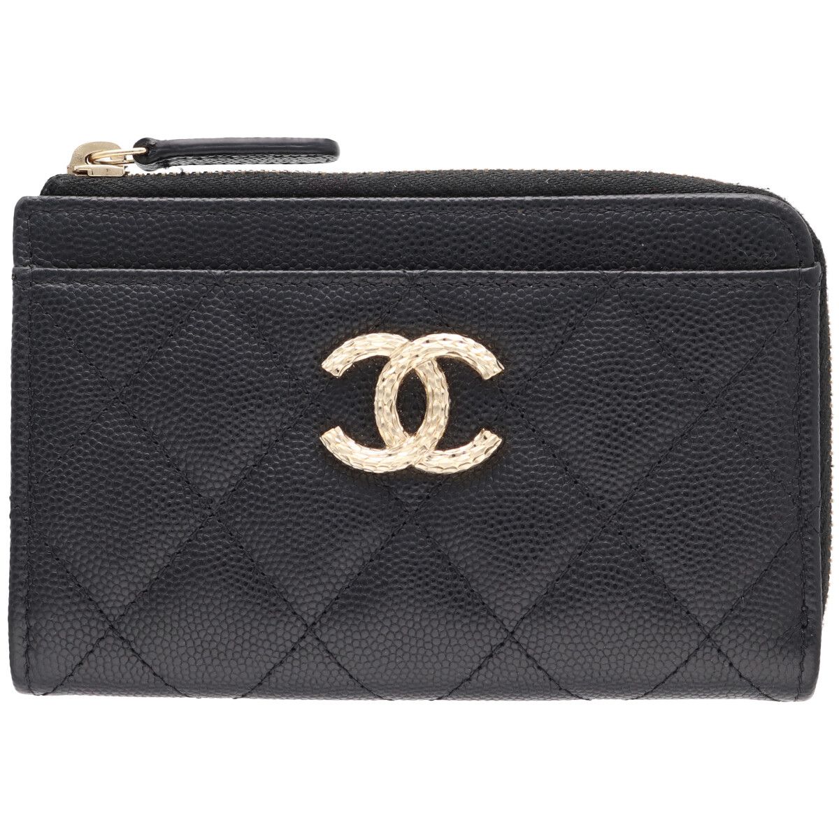 【中古】 CHANEL シャネル ココマーク フラグメントケース AP4091 キャビアひと肌 黒いこと ゴールド金具 ジップ 歌留多容れもの コンパクトウォレット 金入れ マトラッセ 26004171 RS