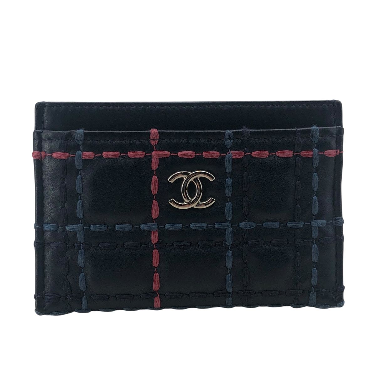 【中古】 CHANEL シャネル ワイルドステッチ ラムスキン カードケース 8桁 26番台 ネイビー ギャラ 25015099 MY|歌舞伎屋 X シルバーバンク