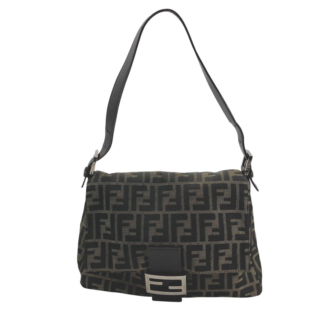 【中古】 Fendi フェンディ ズッカ 26325 フラップ ワンショルダーバッグ ハンドバッグ  ブラウン レディース SV金具 26010271 CA