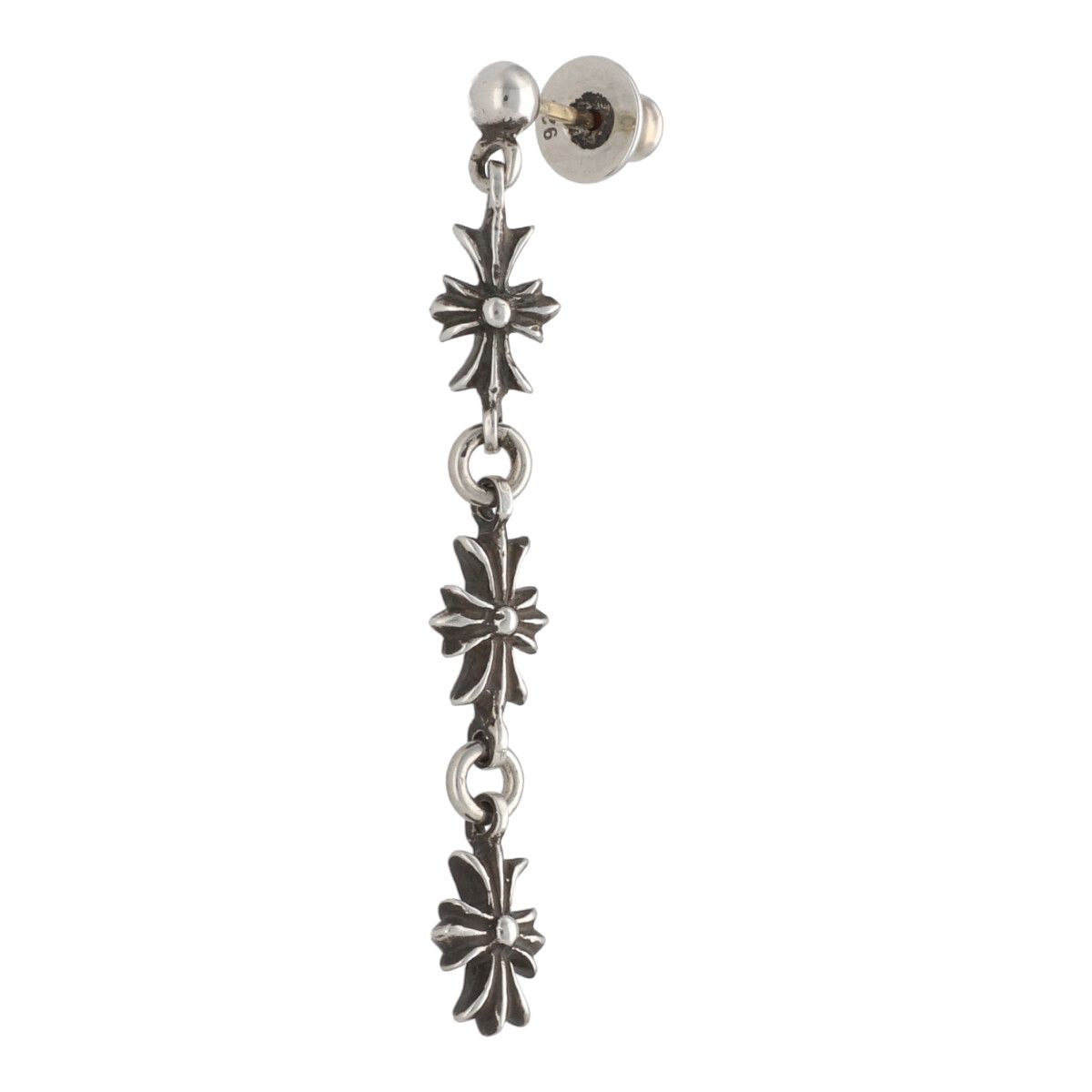 【中古】 CHROME HEARTS クロムハーツ タイニーE CHつけ加える 3落っこちるピアス SV925 しろがね色 3連 はりつけ台 イヤリング 24020220 RS
