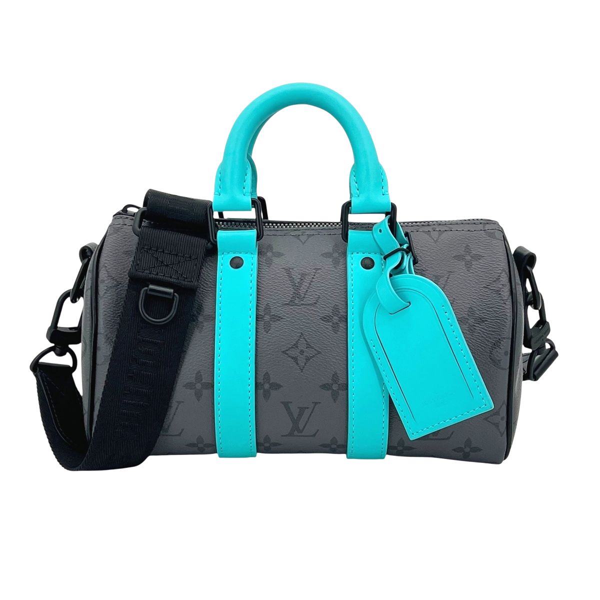 【中古】 LOUIS VUITTON ルイ・ヴィトン キーポル･バンドリエール 25 M11645 ショルダー ハンドバッグ ターコイズ モノグラム・エクリプス RFID ロゴ メンズ レディース 25015318 AO
