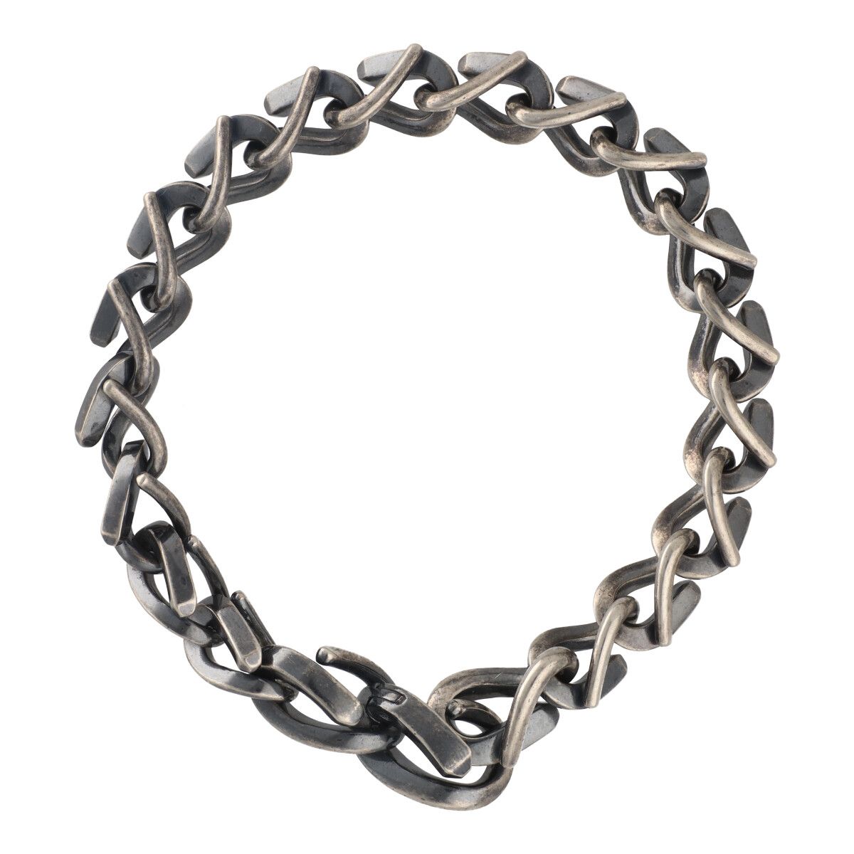 【中古】 Tiffany ＆ Co. ティファニー 鍛冶場 並み並み 繋がり 腕輪 いぶし完成 銀925 しろがね色 72548655 チェーン店 付属物 25014424 RS