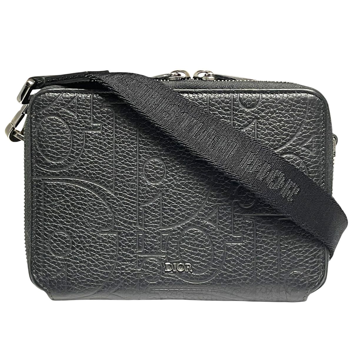 【中古】Dior クリスチャンディオール ショルダーバッグ 同盟罷工一回り付き添い人ジップポーチ グラビティレザー 2ESBC119LLG_H00N オブ漏れる柄 黒 メンズ 25037065 MK