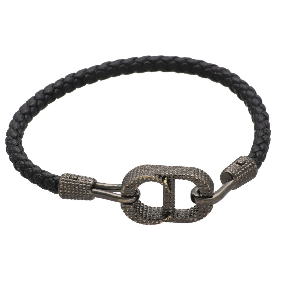 【中古】 Christian Dior クリスチャン・ディオール ブレイドレザー ブレスレット ブレスレット CD Icon B2901HOMLE_D801 CD Icon ブレイドレザー ブレスレット 17cm 25029164 YM｜歌舞伎屋 X シルバーバンク