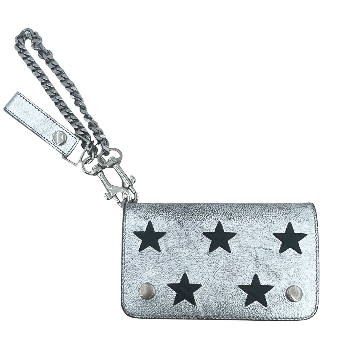 【中古】 Saint Laurent サンローラン チェーンウォレット付きスターパッチ財布 メタリック シルバー 360935 レザー 2つ折り財布 ポシェット レディース 23029172 HO|歌舞伎屋 X シルバーバンク