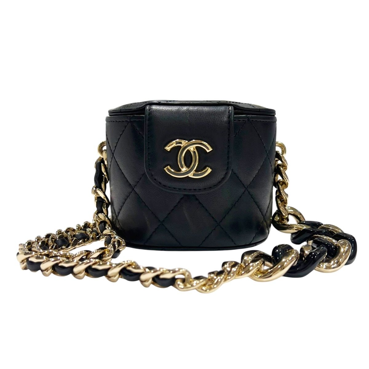 上品エレガント【CHANEL】25P カメリア チェーン ヴァニティ チェーンが華やかな♪【CHANEL】25P チェーンバニティバッグ