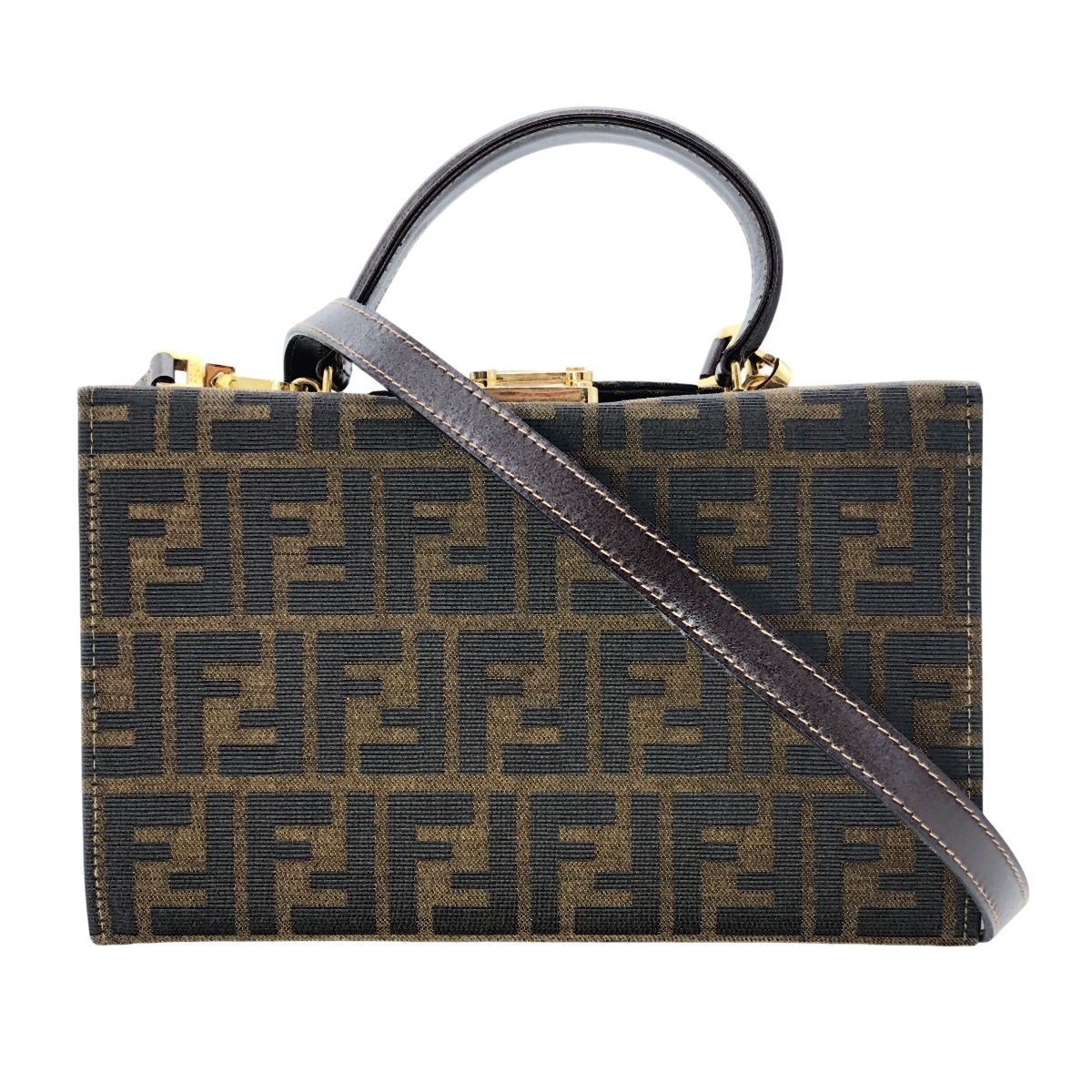 FENDI　バニティ　ズッカ　レザー　ゴールド　確実正規品 楽天市場】【FENDI】フェンディ『ズッカ柄 バニティバッグ