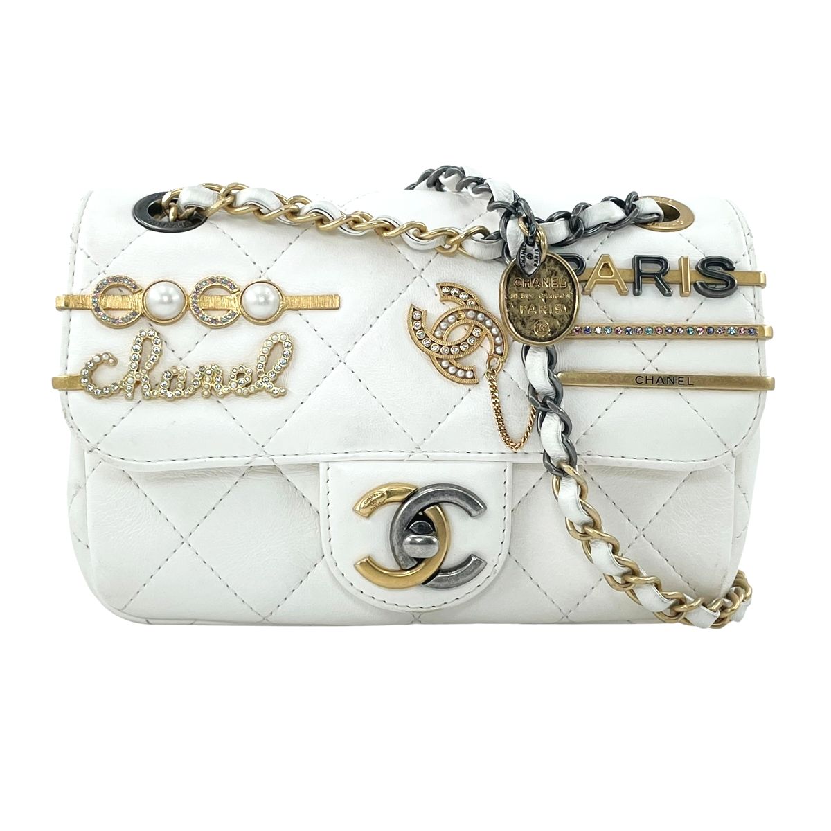 【中古】 CHANEL シャネル ミニマトラッセ チェーンショルダーバッグ AS2979 チャーム パール ターンロック ラインストーン キルティング レディース 25029391 AO|歌舞伎屋 X シルバーバンク