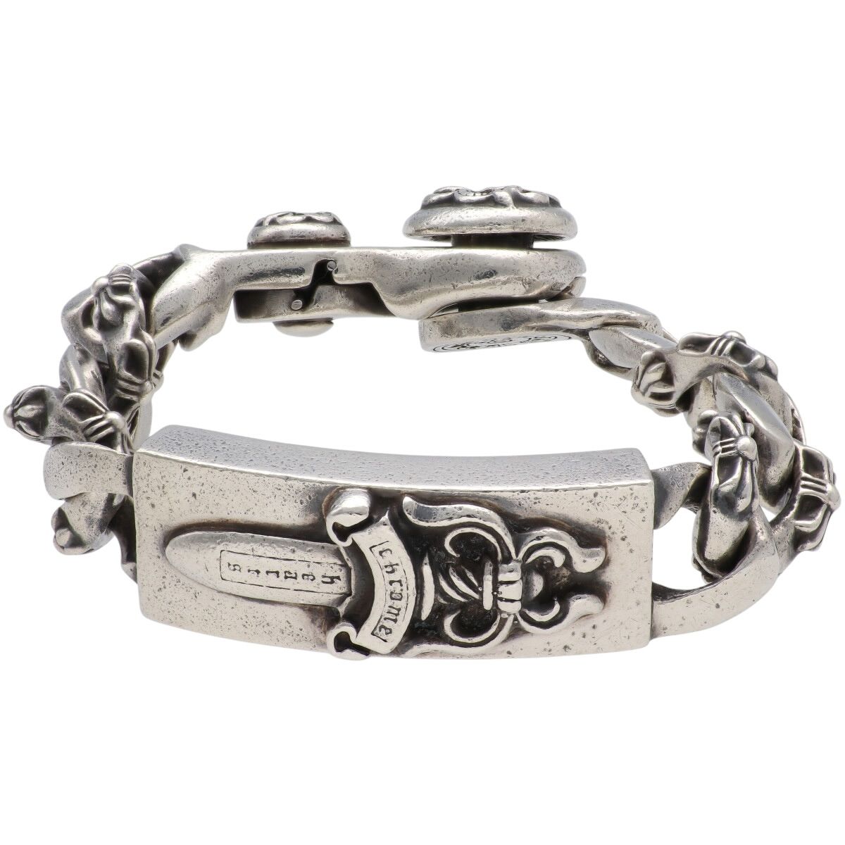 【中古】 CHROME HEARTS クロムハーツ ダガーIDクリップ ファンシーリンク ブレスレット SV925 ケルティック 8リンク オーダー品 インボイス メンズ 26019247 AO｜歌舞伎屋 X シルバーバンク