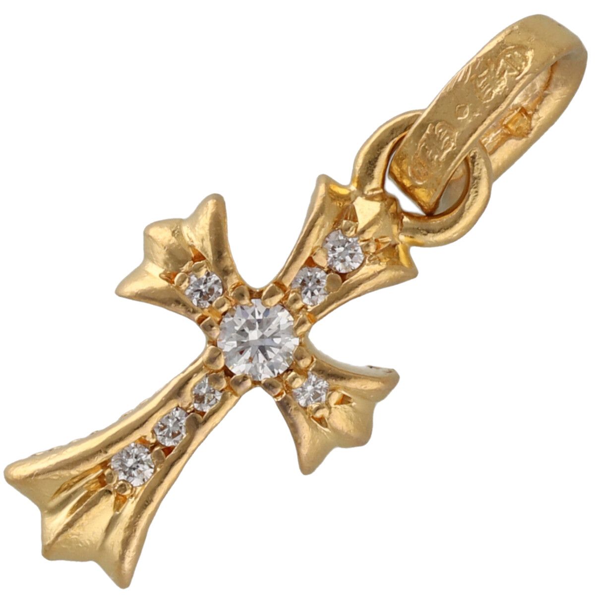 【中古】 CHROME HEARTS クロムハーツ ベイビーファットクロスチャーム 22K 金剛石 ゴールド 首飾り シャンデリヤ とっ始め パヴェ 26005379 RS