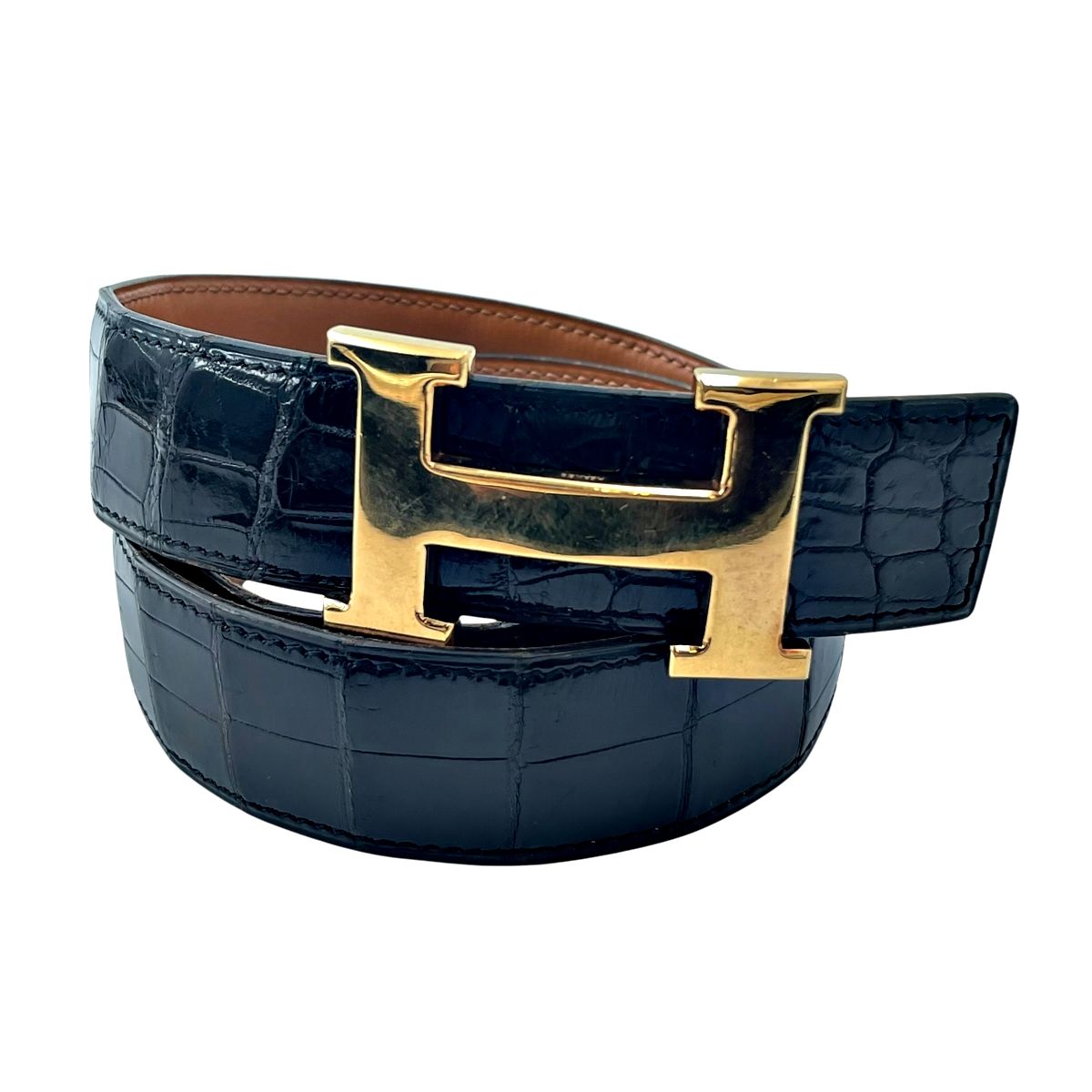 【中古】 HERMES エルメス コンスタンス H レザーベルト ブラック ゴールド金具 サイズ85 ◯J刻印 26006149MY