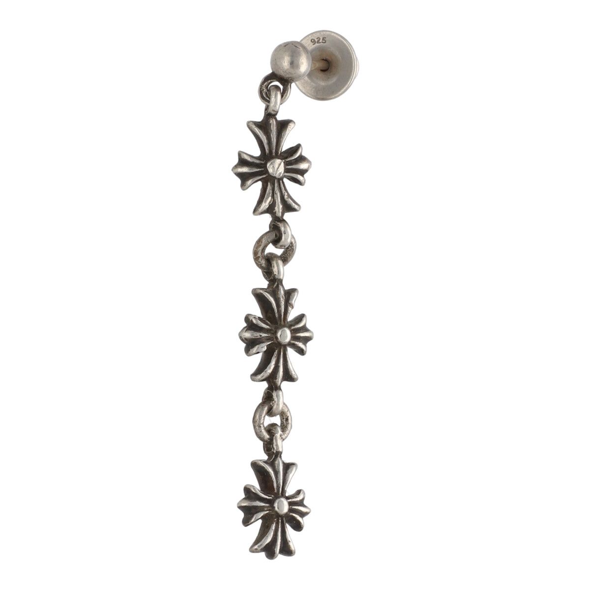 【中古】 CHROME HEARTS クロムハーツ タイニーE CHつけ加える 3落っこちるピアス SV925 しろがね色 3連 はりつけ台 イヤリング 24026967 RS