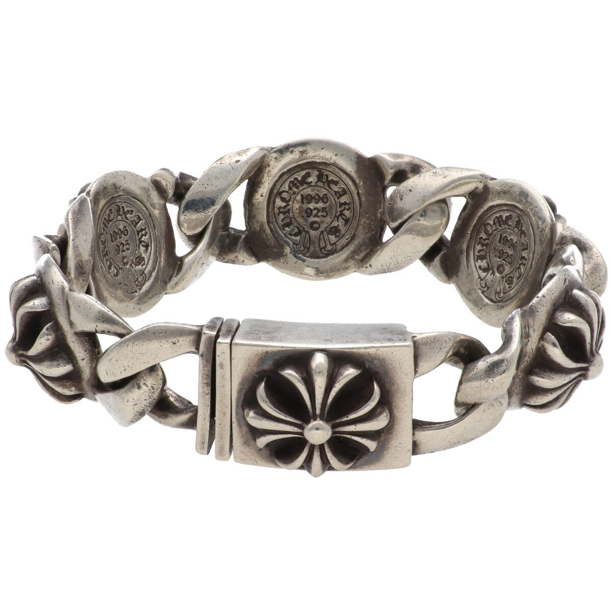 【中古】 CHROME HEARTS クロムハーツ クロスリンクブレスレット 5繋がり SV925 しろがね色 添え物 26013932 RS