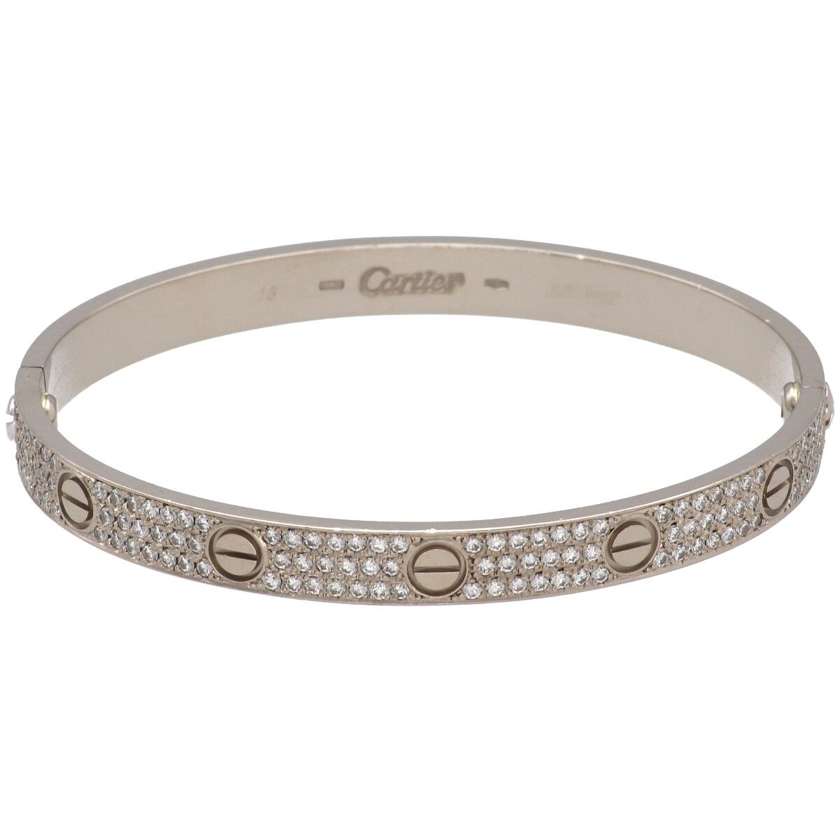 【中古】 Cartier カルティエ ラブ ブレスレット クラシックモデル B6067618 アフターダイヤ バングル K18WG ホワイトゴールド ギャラ 24009439 AO