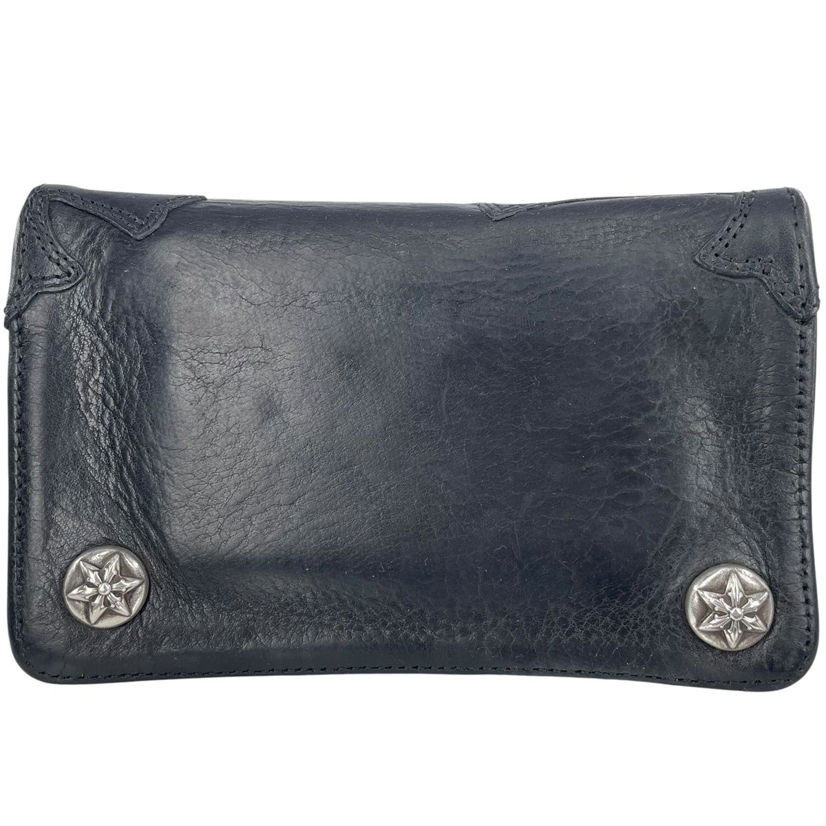 【中古】 CHROME HEARTS クロムハーツ 1ZIP ウォレット なめし革 黒いこと しろがね色 はやりっ児名取り草 差し交わす継ぎ切れ 1ジップ 札入れ パウダーコンパクト 25031354 RS