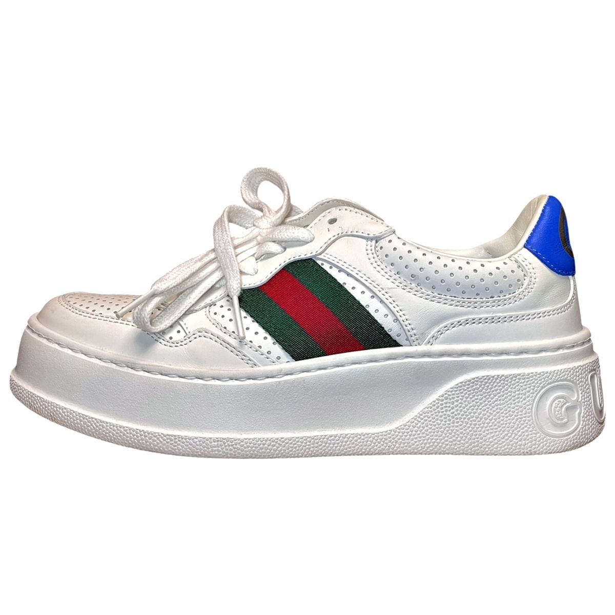 【中古】 GUCCI グッチ ウェブストライプロゴ ロートップスニーカー 670415 ホワイト シェリーライン 35 1/2 23cm レディース 25030775 MK|歌舞伎屋 X シルバーバンク