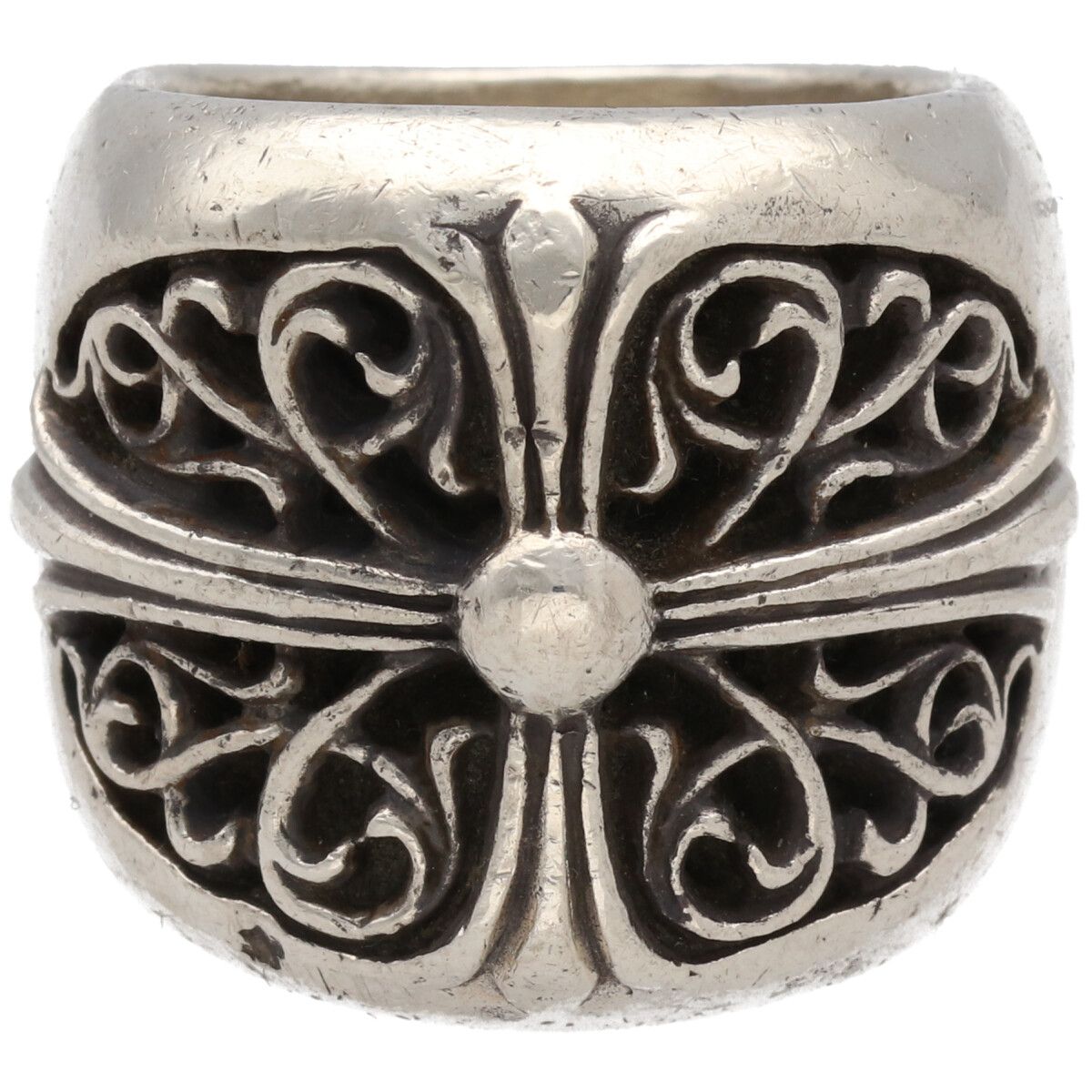 【中古】 CHROME HEARTS クロムハーツ クラシックオーバルクロスリング 19号 SV925 シルバー 指輪 アクセサリー 26007365 RS