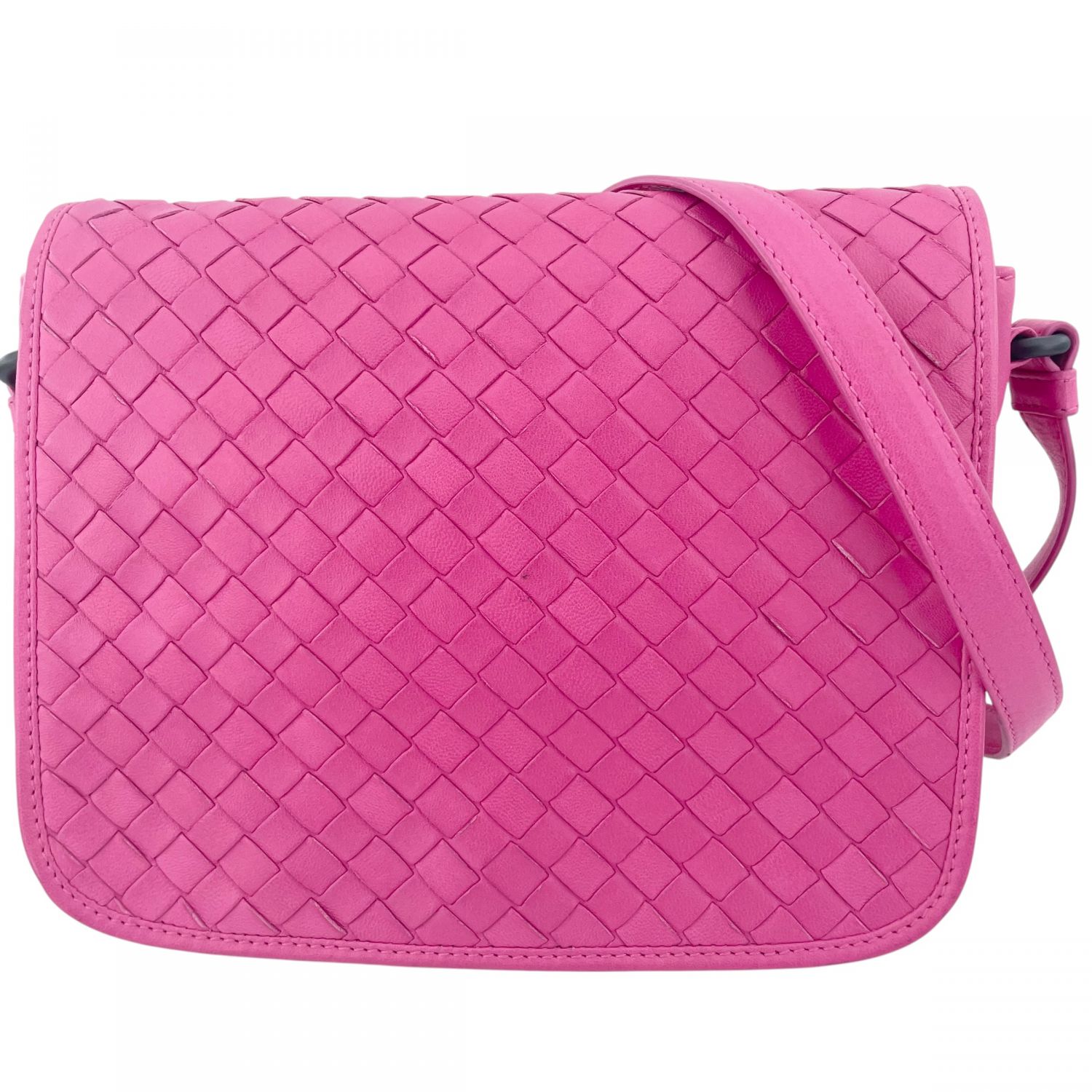 【中古】 Bottega Veneta ボッテガウェネタ イントレチャート ショルダーバッグ さくら色 なめし革 レディース  24018691 KJ
