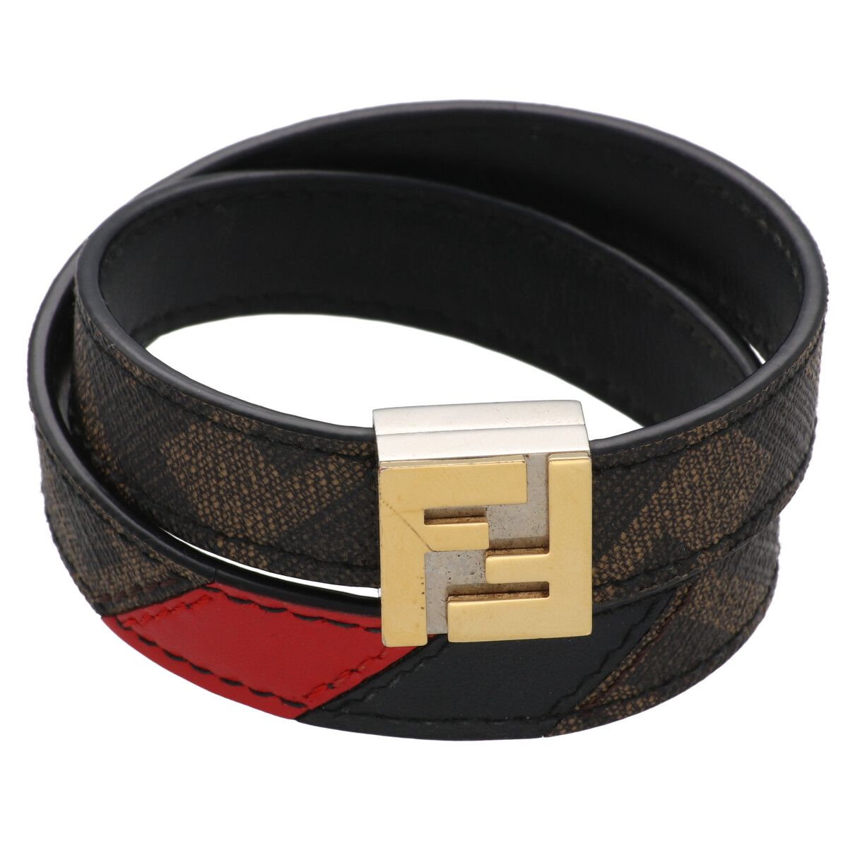 【中古】 Fendi フェンディ ブレスレット ズッカ レザーブレスレット 腕回り16.5cm 25026916 YM