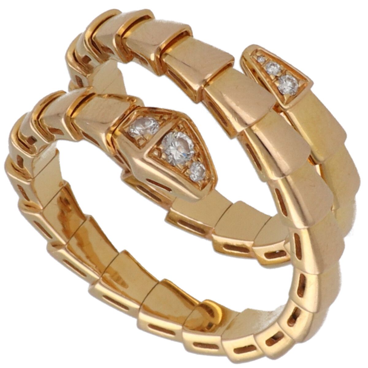 【中古】 BVLGARI ブル小峡谷 セルペンティ ヴァイ基準打数 輪っか M 357867 K18PG 金剛石 サクラ色ゴールド ダブル巻き 2連 指環 25018865 RS ジュエリー・アクセサリー-指輪・リング