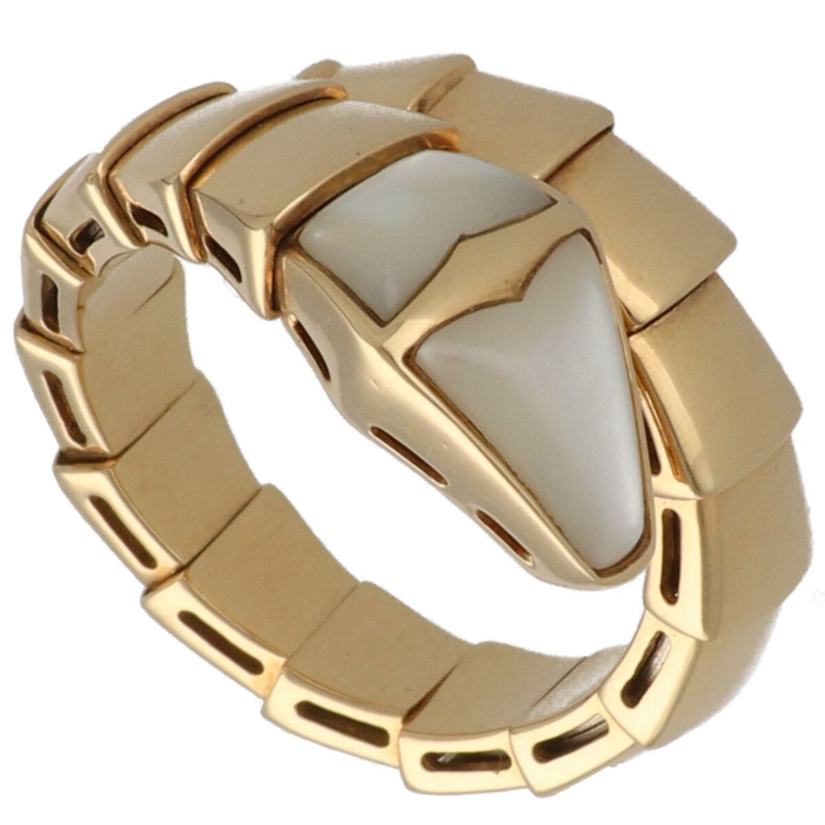 【中古】 BVLGARI ブルガリ セルペンティ ヴァイパー リング L 855765 K18YG イエローゴールド ホワイトマザーオブパール 白蝶貝 シェル 指輪 25021417 RS 249,500円