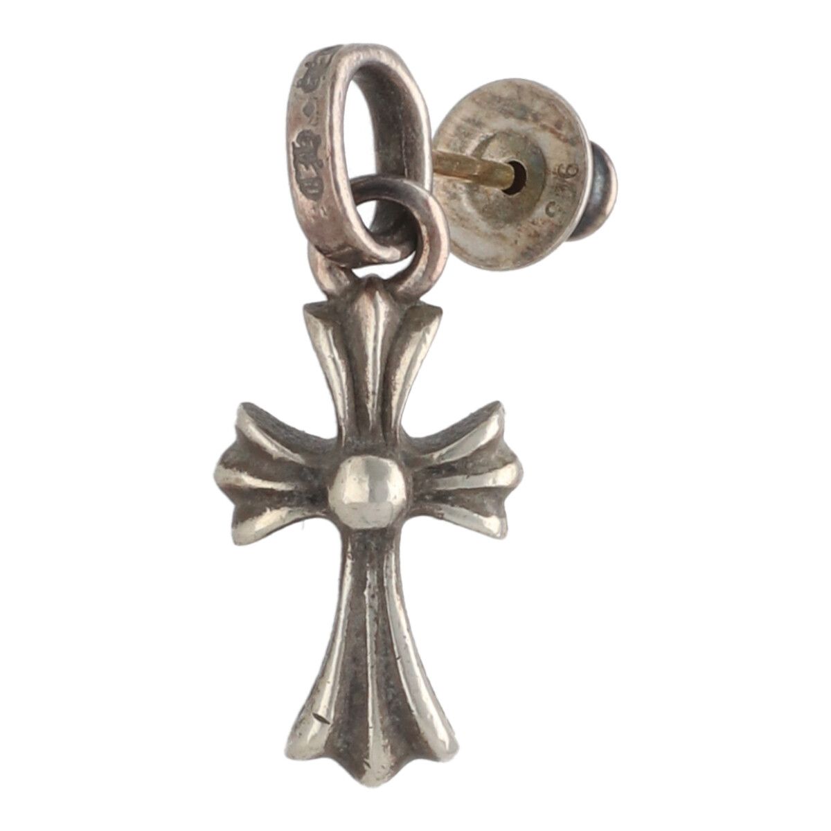 【中古】CHROME HEARTSベイビーファットクロス ピアス22K パヴェ CHROME HEARTS クロムハーツ ベビーファット クロス ピアス 22k