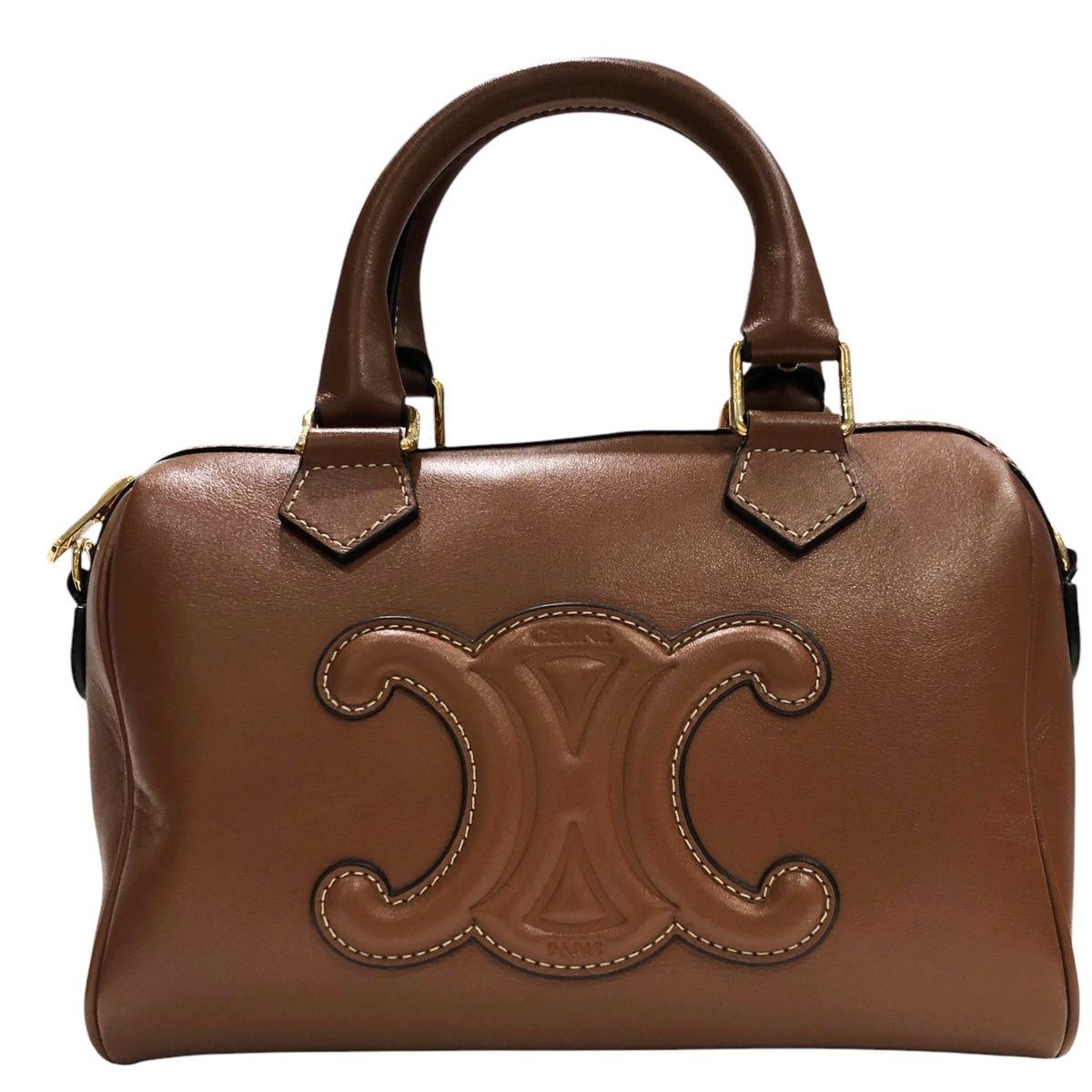 【美品】CELINE セリーヌ　ミニボストン　ベージュ　トリオンフ　ヴィンテージ 楽天市場】【中古】 セリーヌ CELINE スモールボストン キュイル