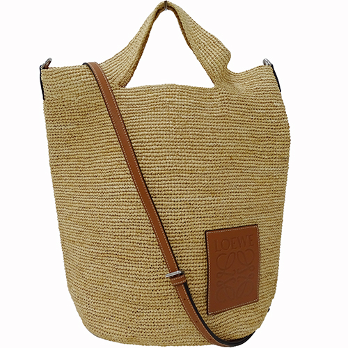 24PF new/LOEWE スリットミニラフィアトートバッグ Bag Brown Loewe - LOEWE×Paula's イビサ ミニ スリット ラフィア トート