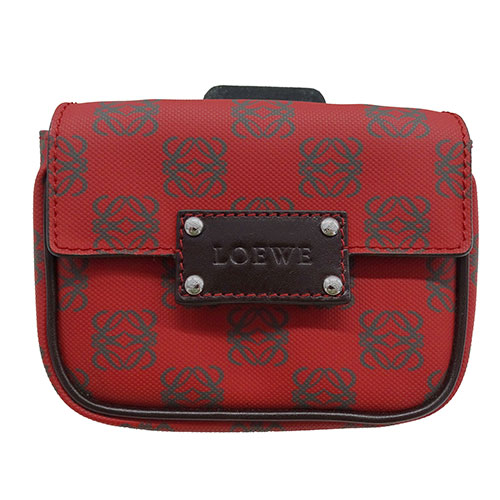ロエベ LOEWE バッグ レディース メンズ ブランド アナグラム ボディバッグ ウエストバッグ ショルダーバッグ レッド ミニバッグ おしゃれ 【中古】
