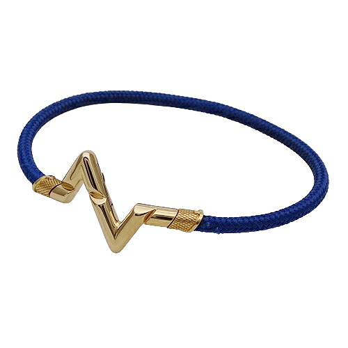 【ほぼ全品最大10％OFF！４日２０時から１０日２５時59分まで！】ルイ・ヴィトン LOUIS VUITTON ブレスレット レディース ブランド 750YG プレイ ブレスレット LV ヴォルト アップサイド ダウン GM イエローゴールド ブルー #17 ジュエリー 磨き済み 【中古】