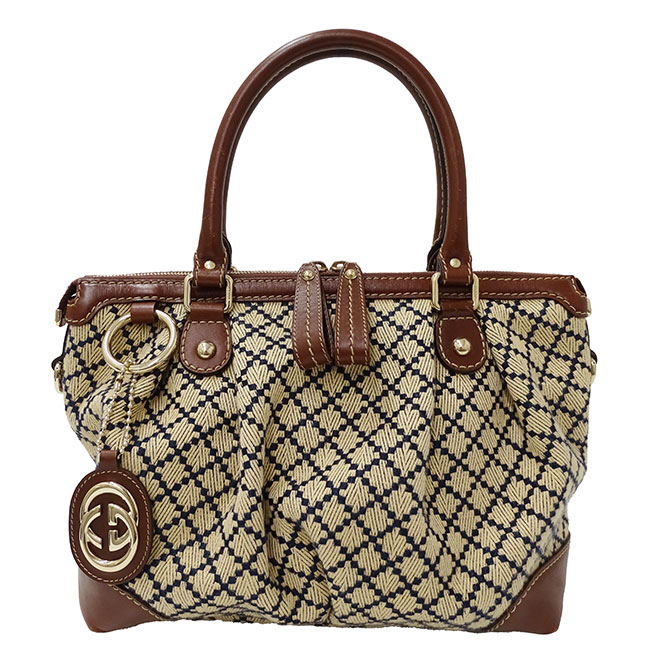 【ほぼ全品最大10％OFF！４日２０時から１０日２５時59分まで！】グッチ GUCCI バッグ レディース ブランド ハンドバッグ ショルダーバッグ 2way ディアマンテ キャンバス ベージュ ブラウン 247902 手持ち 肩掛け おしゃれ 可愛い おでかけ 【中古】