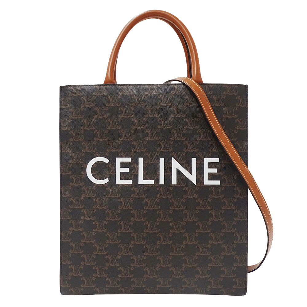 セリーヌ CELINE バッグ レディース ブランド ハンドバッグ ショルダーバッグ 2way トリオンフキャンバス バーティカルカバ スモール ダークブラウン 191542 手持ち 肩掛け おしゃれ A4サイズ 【中古】