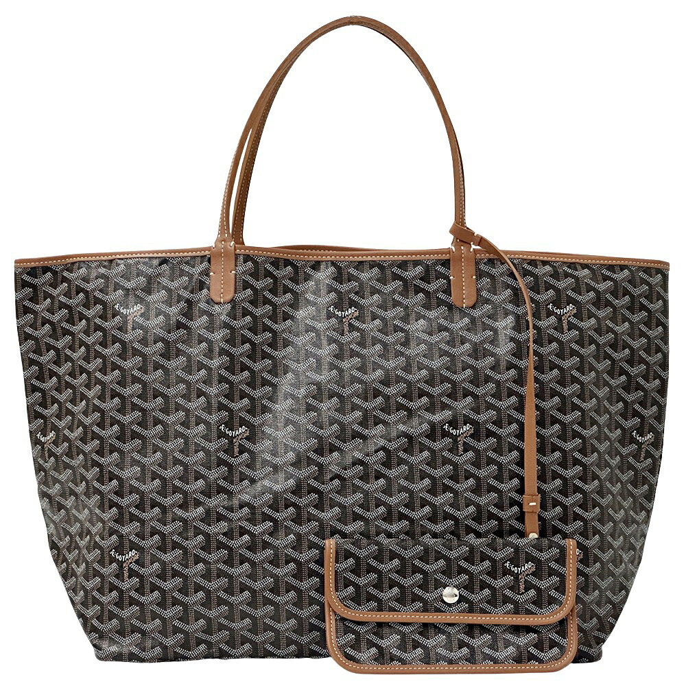 【ほぼ全品最大10％OFF！４日２０時から１０日２５時59分まで！】ゴヤール GOYARD バッグ メンズ ブランド トートバッグ コーティングキャンバス サンルイGM ブラック ブラウン 美品 ポーチ付き 大容量 上品 【中古】