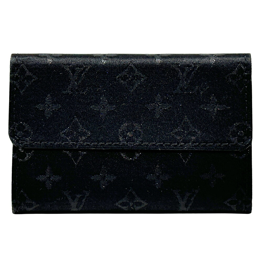 ルイ・ヴィトン LOUIS VUITTON 財布 モノグラム サテン レディース メンズ ブランド コインケース モノグラムサテン ポルトモネ・サテン ノワール M92137 ブラック シンプル コンパクト 上品 ツヤ感 光沢 美品 【中古】