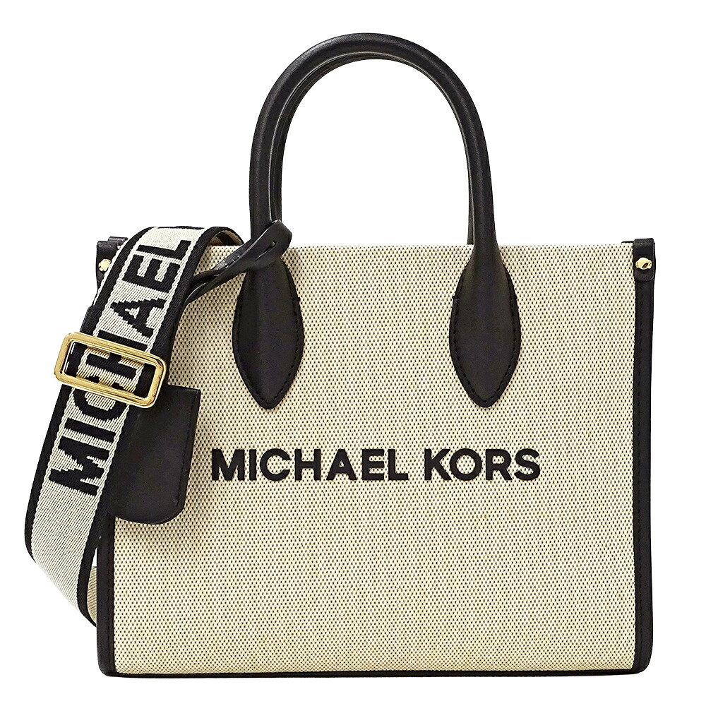【全品最大10％OFF！14日20時から17日9時59分まで！】マイケル・コース Michael Kors バッグ レディース ブランド ハンドバッグ トートバッグ ショルダーバッグ 2way ミレラ スモール キャンバス アイボリー ブラック ロゴ ミニバッグ おしゃれ 斜め掛け 【中古】
