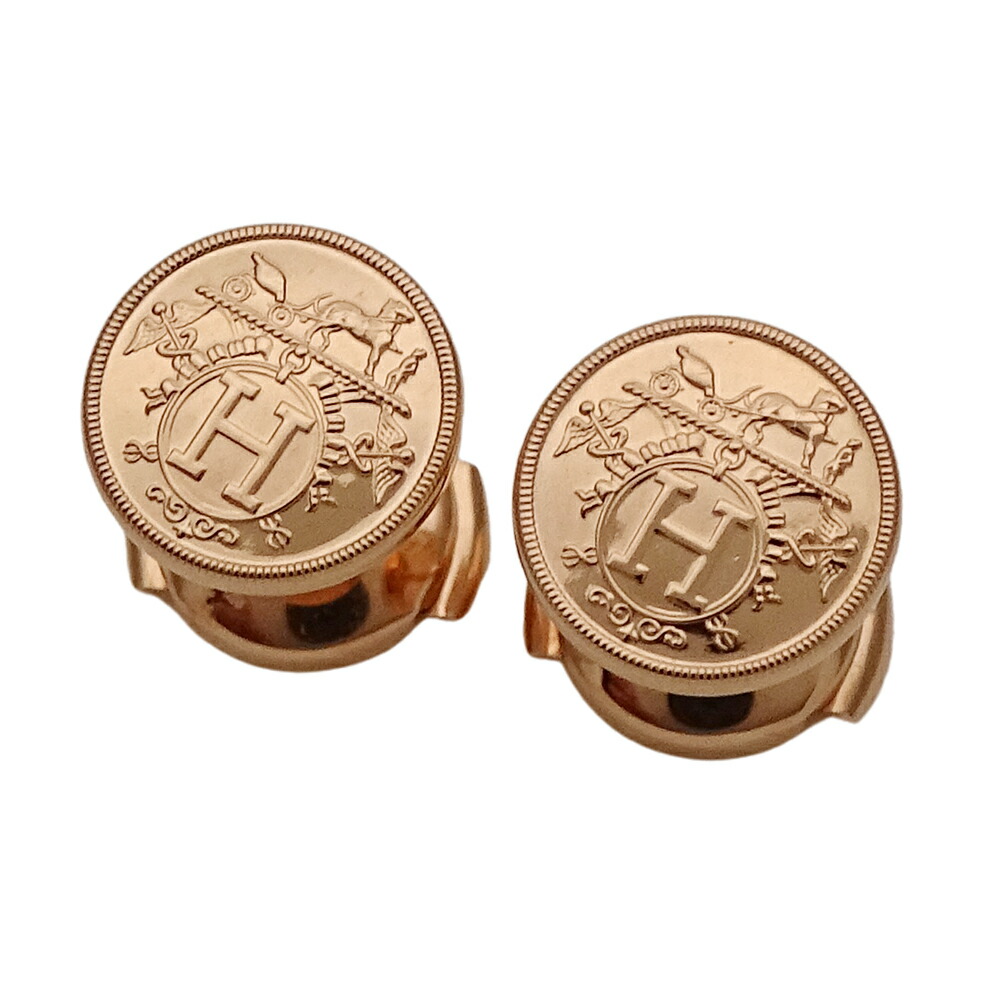 HERMES ピアス(両耳用) ピンクゴールド HERMES エルメス エクスリブリスピアス TPM K18PG サークル 丸