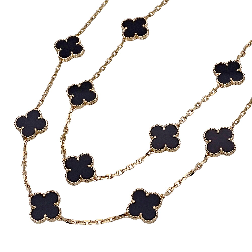 ヴァンクリーフ＆アーペル Van Cleef & Arpels ネックレス ヴィンテージ アルハンブラ レディース ブランド 20モチーフ 750YG オニキス イエローゴールド ブラック 磨き済み ジュエリー ロングネックレス 【中古】