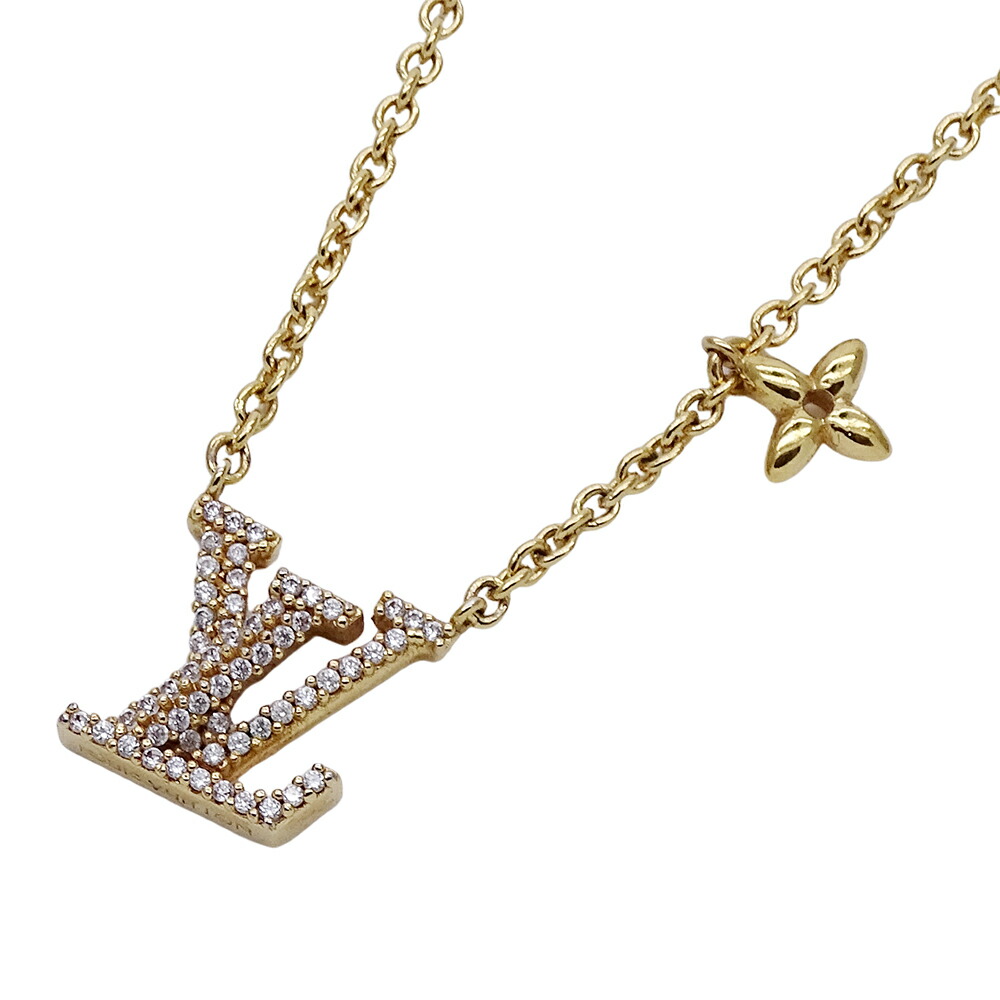 【ほぼ全品最大10％OFF！４日２０時から１０日２５時59分まで！】ルイ・ヴィトン LOUIS VUITTON ネックレス レディース ブランド メタル ストラス LV アイコニック ゴールド M00596 AK3273 アクセサリー ロゴ【中古】