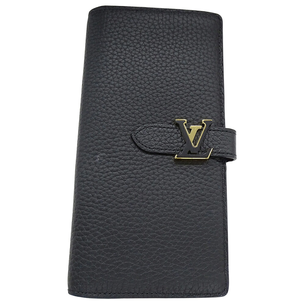 【全品最大10％OFF！14日20時から17日9時59分まで！】ルイ・ヴィトン LOUIS VUITTON 財布 レディース メンズ ブランド 長財布 二つ折り トリヨンレザー LV ヴェルティカル ウォレット ノワール M81330 ICチップ【中古】