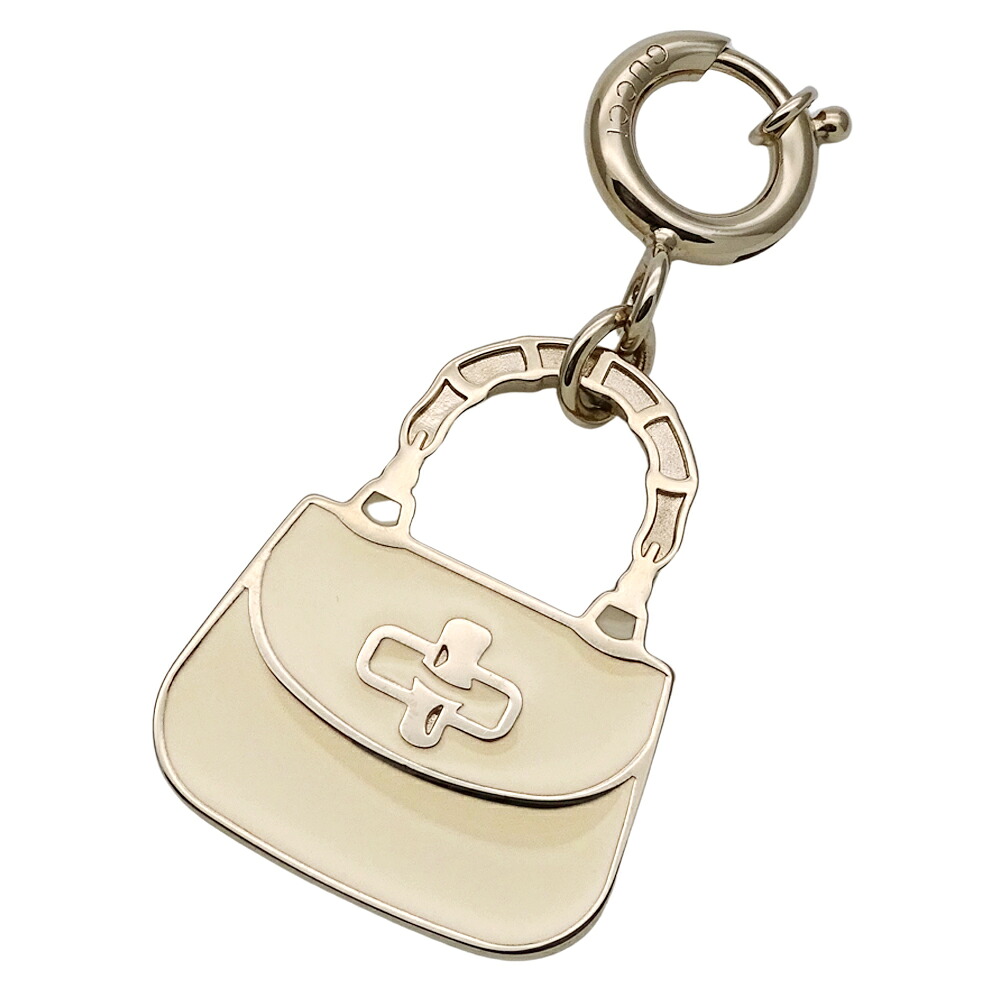 【5.5万円以上5000円OFFクーポン！１９日２０時から26日1時59分まで】グッチ GUCCI チャーム レディース ブランド バンブー メタル バッグチャーム 837068 クリーム アイボリー ハンドバッグ シャンパンゴールド ミニチャーム かわいい おしゃれ 【中古】｜ブランドベイ