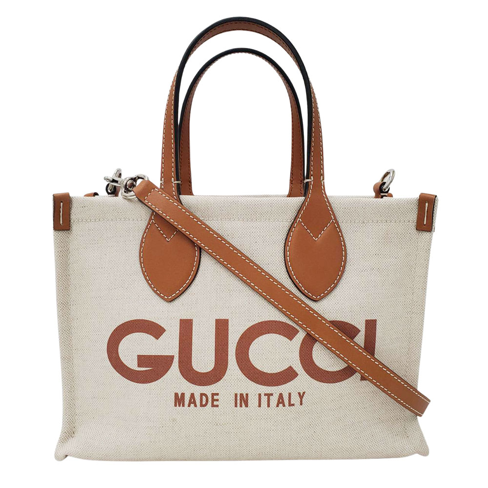グッチ GUCCI バッグ レディース ブランド ハンドバッグ ショルダーバッグ 2way GGキャンバス 麻・リネン ブラウン ホワイト 772144 手さげ おしゃれ おでかけ 【中古】