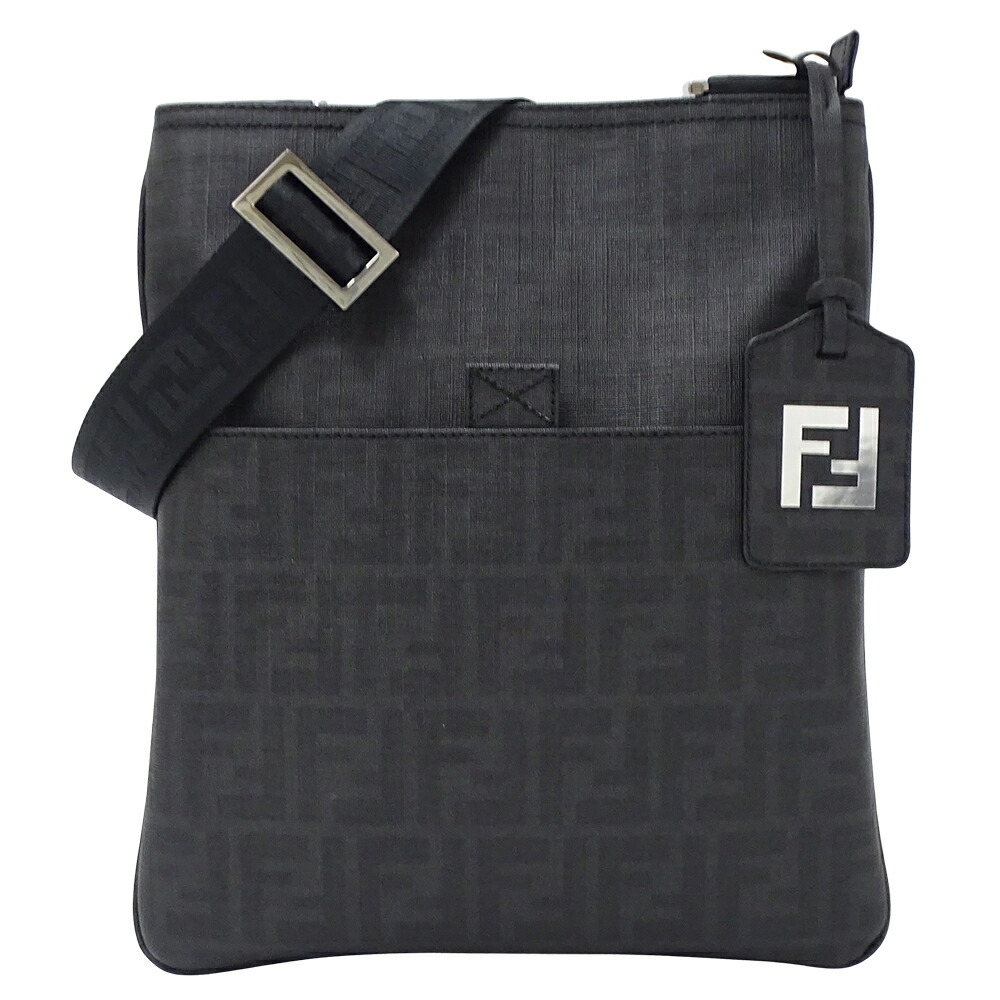 フェンディ FENDI バッグ メンズ ブランド ズッカ ショルダーバッグ コーティングキャンバス ブラック 7VA207 黒 斜め掛け おしゃれ 【中古】