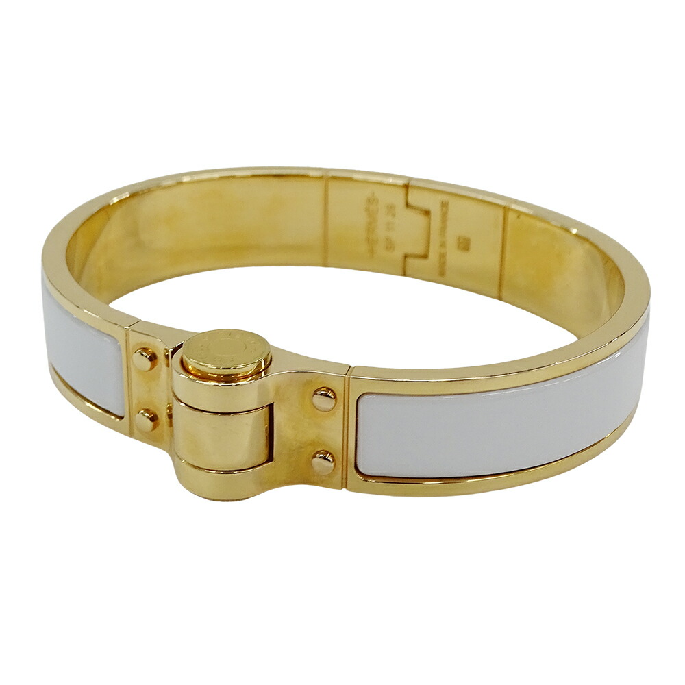 エルメス HERMES バングル シャルニエール PM レディース ブランド ブレスレット GP エナメル ゴールド ホワイト アクセサリー【中古】