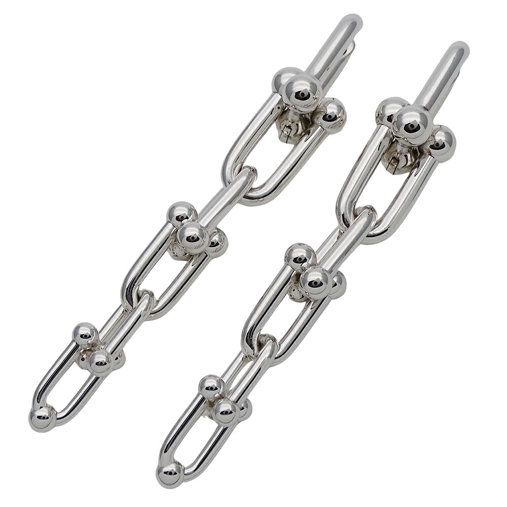 中古品　TIFFANY ハードウエア リンクピアス　ラージ　シルバー TIFFANY & Co. ハードウェア エクストラ ラージリンク