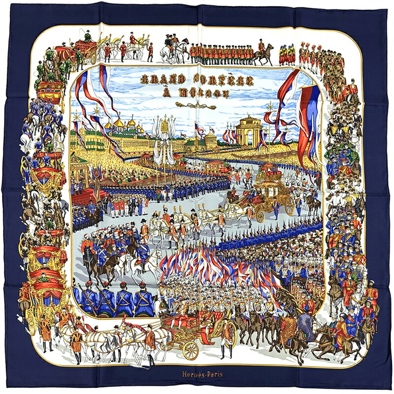 d*9様 HERMES スカーフ カッコいい色と柄が◎】HERMES Faubourg of Dreamsスカーフ