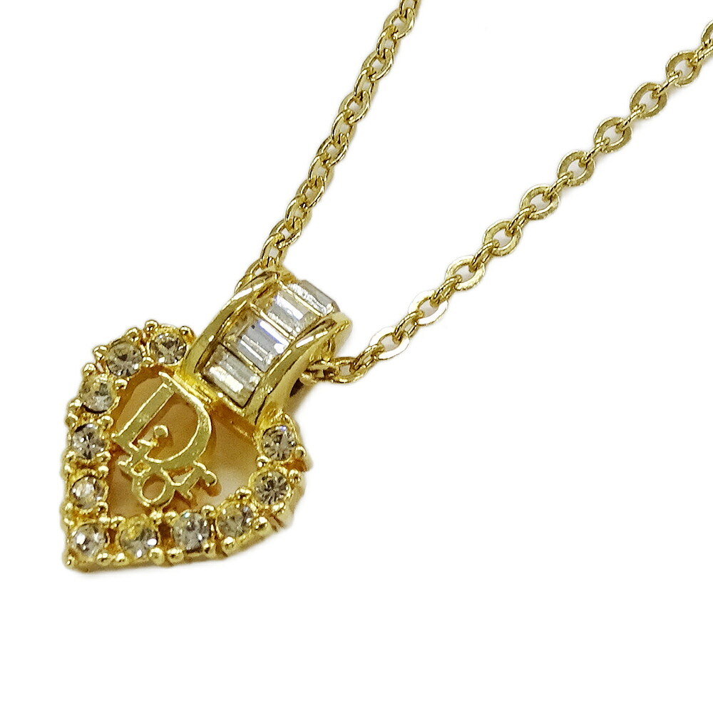 【全品最大10％OFF！14日20時から17日9時59分まで！】ディオール Dior ネックレス レディース ブランド ラインストーン GP ゴールド ロゴ ハート アクセサリー【中古】 13,860円