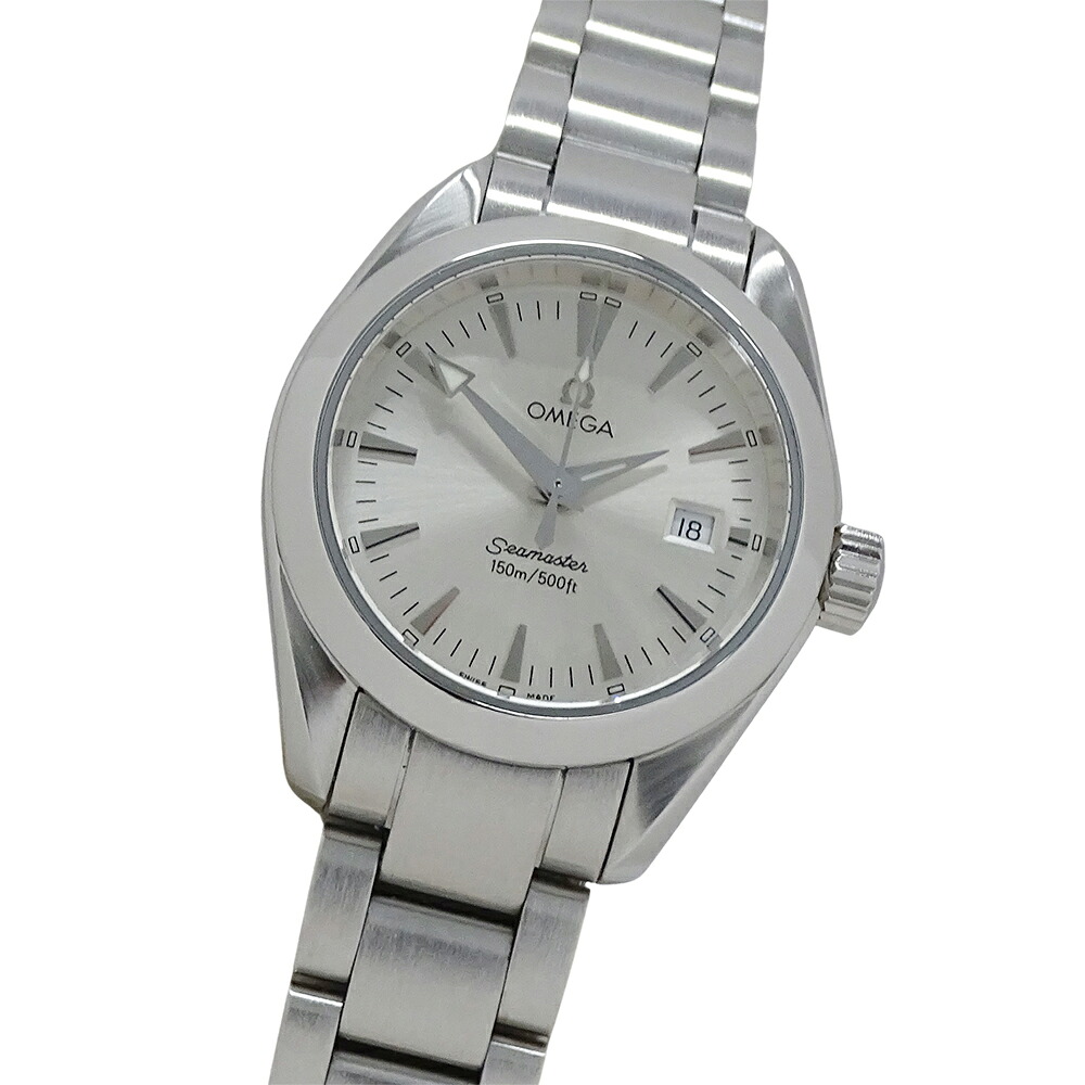 【全品5％OFFクーポン券別れ別れ中!】ゼロ OMEGA シーマスター アクアテラ 2577.30 時辰儀 レディース ブランド名 デイト 150m 石英 QZ ステンレス鋼 SS しろがね色 磨き済み 【中古】