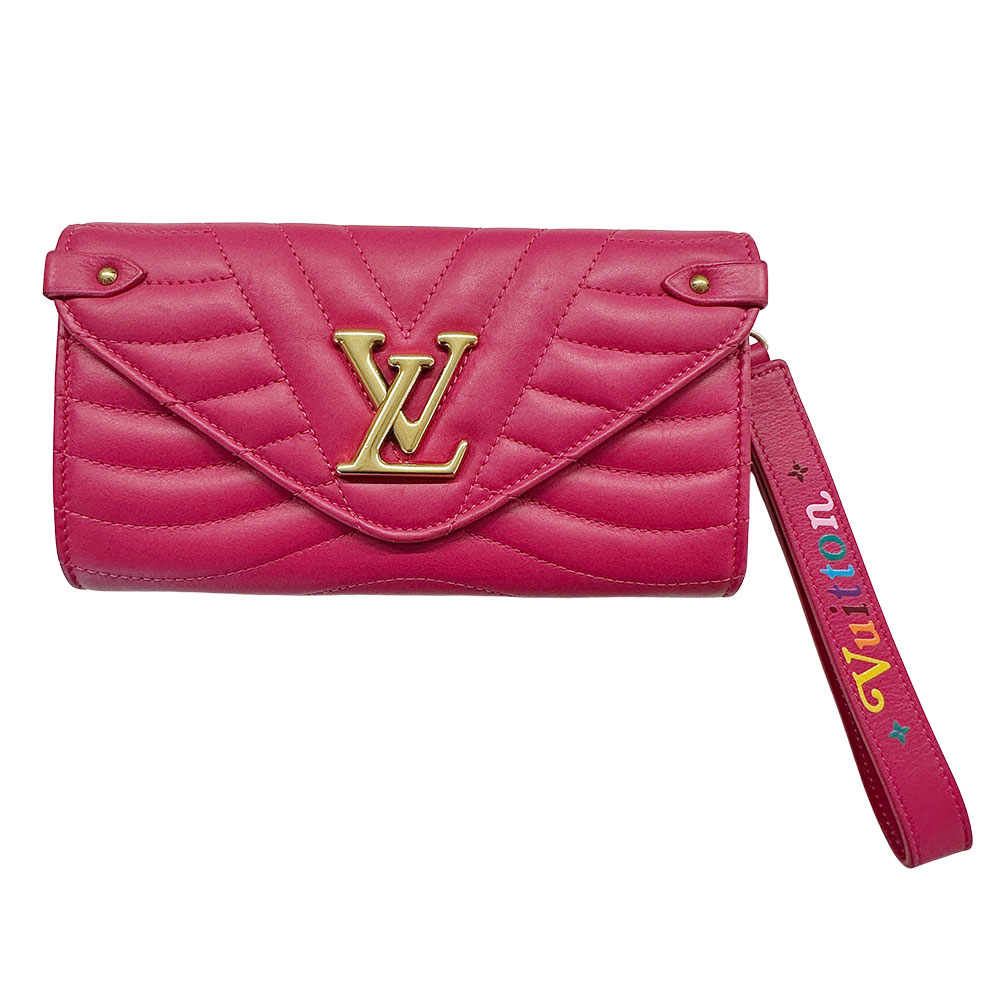 【全品最大10％OFF！14日20時から17日9時59分まで！】ルイ・ヴィトン LOUIS VUITTON 財布 レディース ブランド 長財布 レザー ニューウェーブ ロングウォレット フリージア M63820 かわいい おしゃれ ストラップ付 【中古】