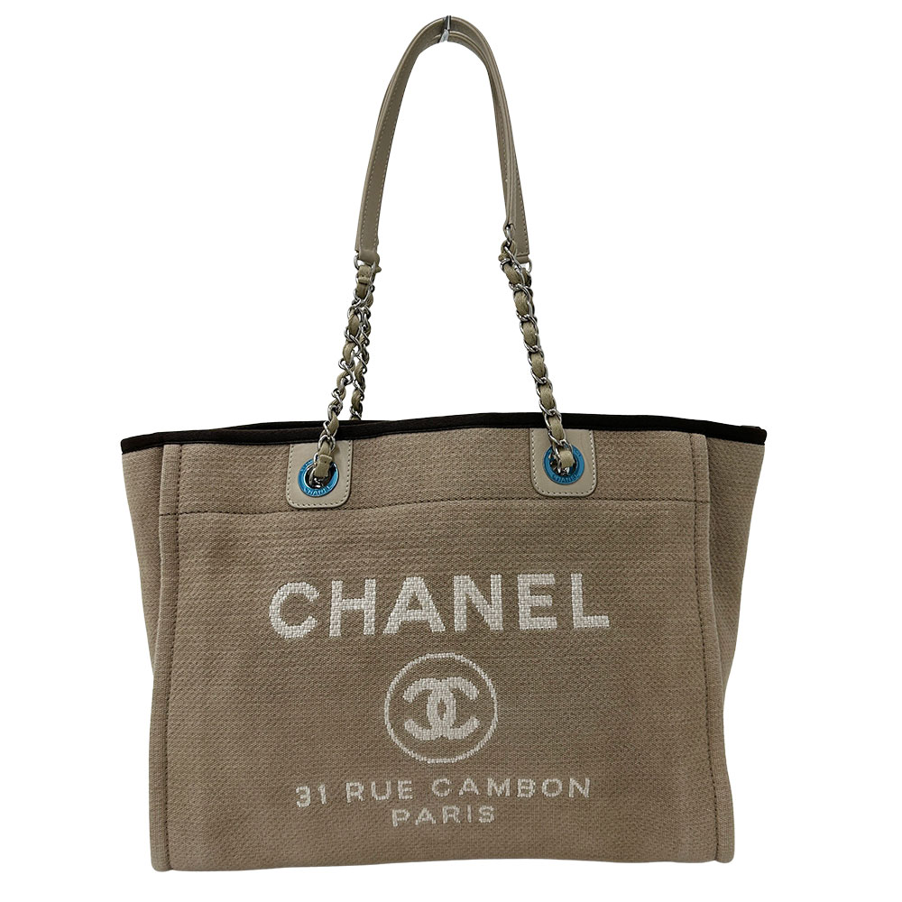 シャネル CHANEL バッグ ドーヴィル チェーントート レディース ブランド トートバッグ  キャンバス ベージュ シルバー金具 おしゃれ 大容量 【中古】